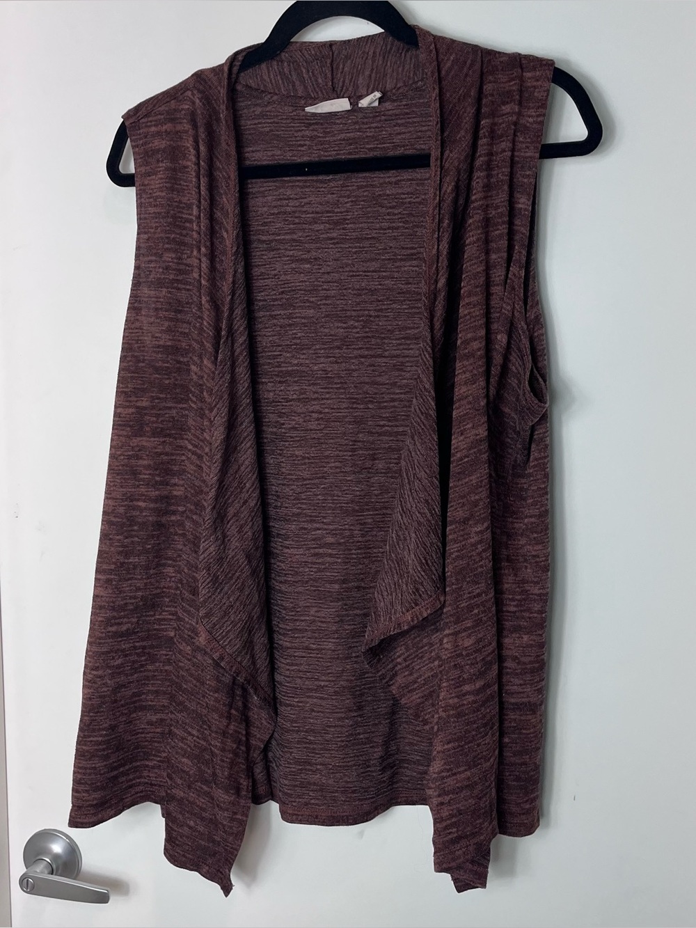 Logo Lori Goldstein‎ Sleeveless Open Front Cardigan Vest Heather Chocolate Brown